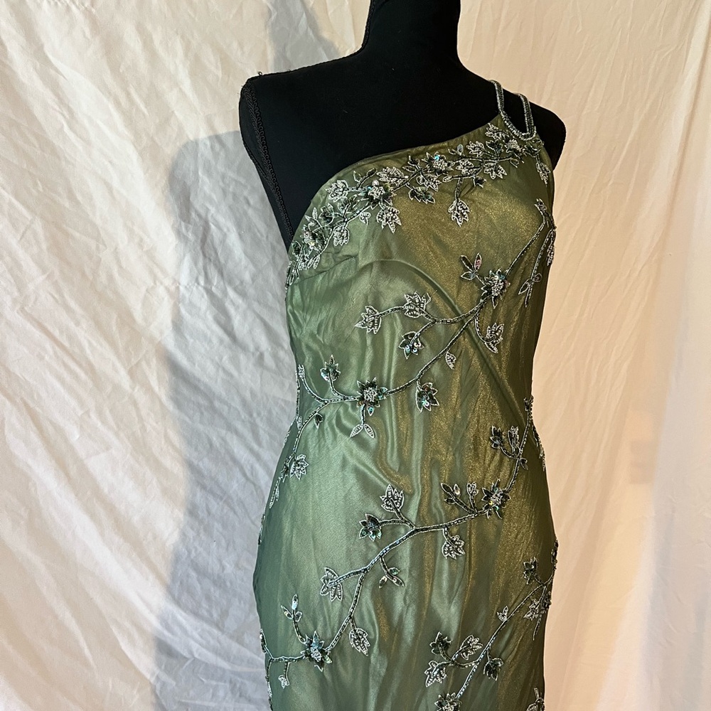 Vintage Scala Asymmetric Beaded Green Evening Dress - Picture 16 of 16